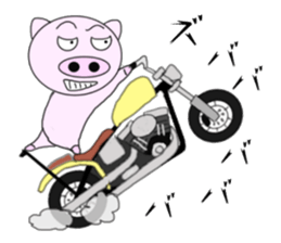 The pig began to ride a motorcycle 3rd sticker #7185157