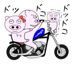 The pig began to ride a motorcycle 3rd sticker #7185173