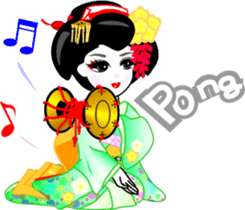 maiko girl Gion word and English sticker #7191380