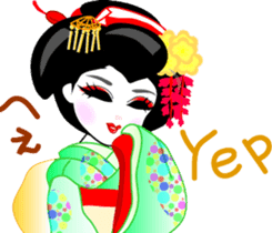 maiko girl Gion word and English sticker #7191396