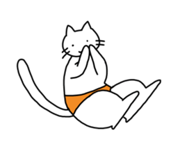 The cat wears underwear. sticker #7193667