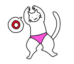The cat wears underwear. sticker #7193669