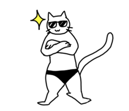 The cat wears underwear. sticker #7193672