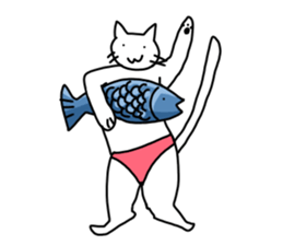 The cat wears underwear. sticker #7193681