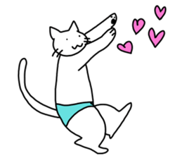 The cat wears underwear. sticker #7193683