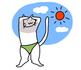 The cat wears underwear. sticker #7193686