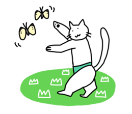 The cat wears underwear. sticker #7193692