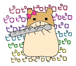 Stamp of a hamster and a flute. sticker #7194380