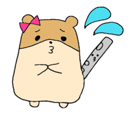 Stamp of a hamster and a flute. sticker #7194385