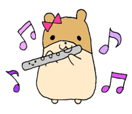 Stamp of a hamster and a flute. sticker #7194402