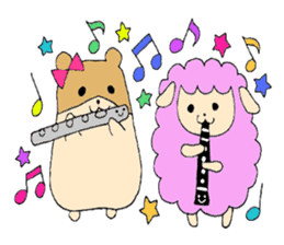 Stamp of a hamster and a flute. sticker #7194412