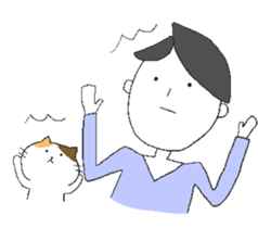 Boys and cats with expressionless face. sticker #7205021