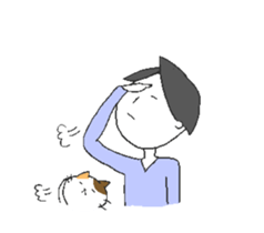 Boys and cats with expressionless face. sticker #7205029