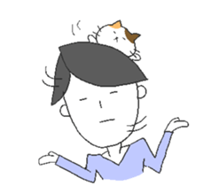 Boys and cats with expressionless face. sticker #7205030