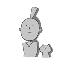 Boys and cats with expressionless face. sticker #7205036