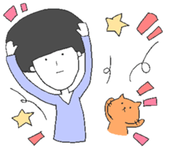 Boys and cats with expressionless face. sticker #7205042