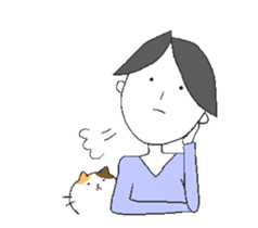 Boys and cats with expressionless face. sticker #7205044