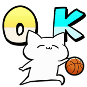 สติ๊กเกอร์ไลน์ cat with dribble in basketball move