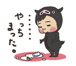 baby wear in black pig sticker #7236630
