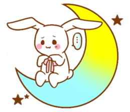 Moonlit night Child rabbit.  English 2 sticker #7247118