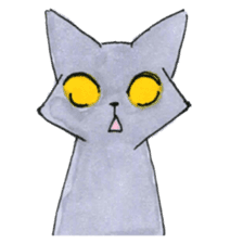 Gray cat and girl sticker #7251295