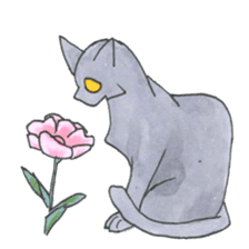 Gray cat and girl sticker #7251312