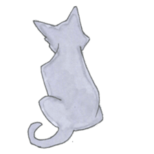 Gray cat and girl sticker #7251317