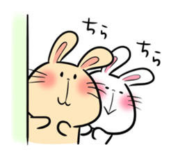 white rabbit and brown rabbit sticker #7251766
