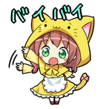 Cute cat hood girl sticker #7273097