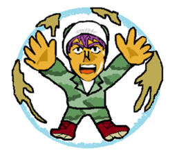 Reticent man wearing camouflage clothing sticker #7276340