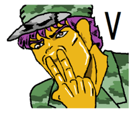 Reticent man wearing camouflage clothing sticker #7276347