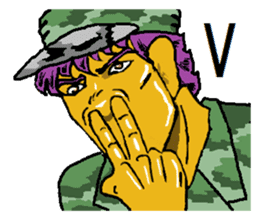 Reticent man wearing camouflage clothing sticker #7276347