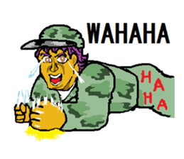 Reticent man wearing camouflage clothing sticker #7276348