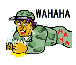 Reticent man wearing camouflage clothing sticker #7276348