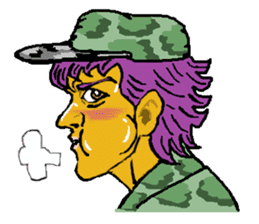 Reticent man wearing camouflage clothing sticker #7276350