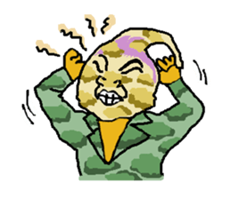 Reticent man wearing camouflage clothing sticker #7276354