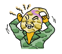 Reticent man wearing camouflage clothing sticker #7276354