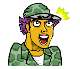 Reticent man wearing camouflage clothing sticker #7276356