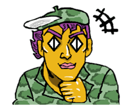 Reticent man wearing camouflage clothing sticker #7276357