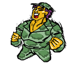 Reticent man wearing camouflage clothing sticker #7276358