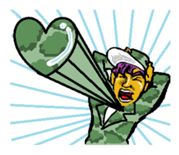 Reticent man wearing camouflage clothing sticker #7276360