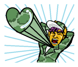 Reticent man wearing camouflage clothing sticker #7276360