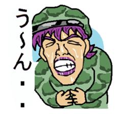 Reticent man wearing camouflage clothing sticker #7276365