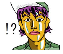 Reticent man wearing camouflage clothing sticker #7276373