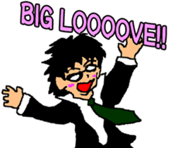 Black glasses guy Salaryman gal Language sticker #7283342