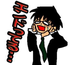 Black glasses guy Salaryman gal Language sticker #7283344