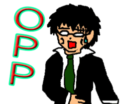 Black glasses guy Salaryman gal Language sticker #7283352