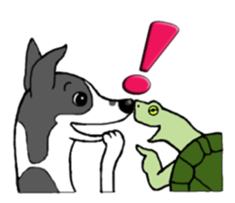 Cutie dog and cool tortoise sticker #7293243