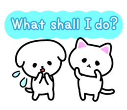 A white dog and the white cat sticker #7293879