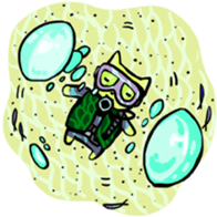 cat diver and sea creatures sticker #7304281